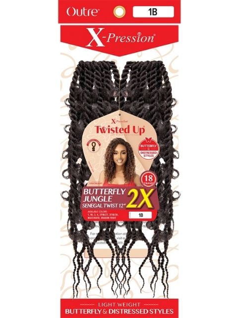 [MULTI PACK DEAL]  Outre X-Pression Twisted Up 2X BUTTERFLY JUNGLE SENEGAL TWIST 12" 10packs