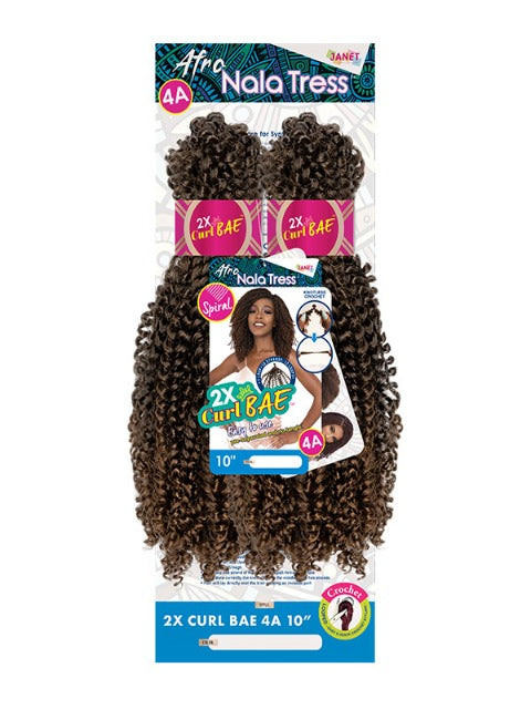 Janet Collection Nala Tress 2X CURL BAE 4A Crochet Braid 10"  *BLOWOUT SALE