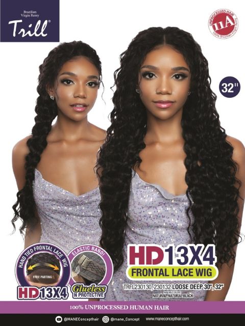 Mane Concept 100% Unprocessed Human Hair Trill 13x4 HD Lace Wig - LOOSE DEEP 30" 32"  (TRFL230130 & TRFL 230132)