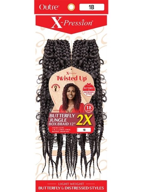[MULTI PACK DEAL]  Outre X-Pression Twisted Up 2X BUTTERFLY JUNGLE BOX BRAID 12" 10packs