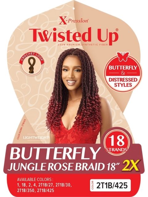 [MULTI PACK DEAL]  Outre X-Pression Twisted Up 2X BUTTERFLY JUNGLE ROSE BRAID 18" 10packs