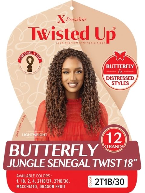 [MULTI PACK DEAL]  Outre X-Pression Twisted Up BUTTERFLY JUNGLE SENEGAL TWIST 18" 10packs
