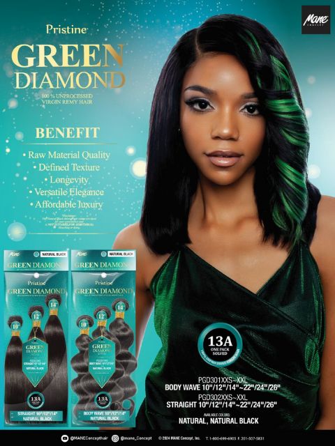 Mane Concept Pristine Green Diamond 100% Human Hair - (PGD301XXS-XXL) BODY WAVE"