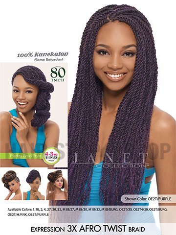 [MULTI PACK DEAL] Janet Collection Caribbean Braid Beauty is Expression 3X Afro Twist Braid 80"- 5pcs