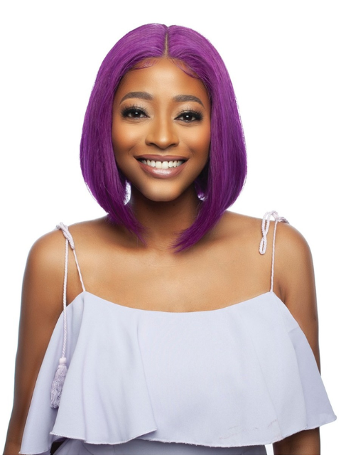Mane Concept Trill 13A Human Hair HD 6" Deep Pre-Colored Lace Front Wig - RICH PURPLE STRAIGHT BOB TROC2332