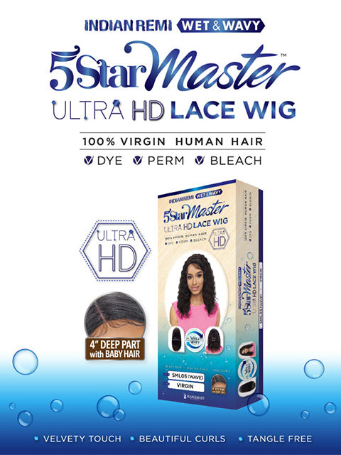 Harlem 125 Indian Remi Human Hair 5 Star Master Wet&Wavy HD Lace Wig - WAVY 17 5ML05