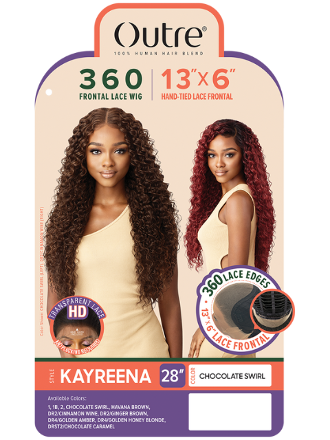 Outre Human Hair Blend 360 Edge 13x6 Glueless HD Lace Front Wig - KAYREENA