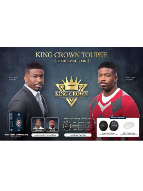 Harlem 125 100% Human Hair King Crown Toupee - Afro Style