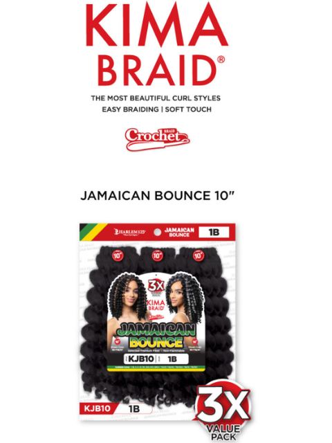 Harlem 125 Kima Braid 3X JAMAICAN BOUNCE 10" Crochet Braid (KJB10)