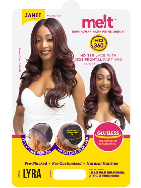 Janet Collection 100% Human Hair Prime Unimix HD 360 with 13X6 Frontal Part Glueless LYRA Lace Wig