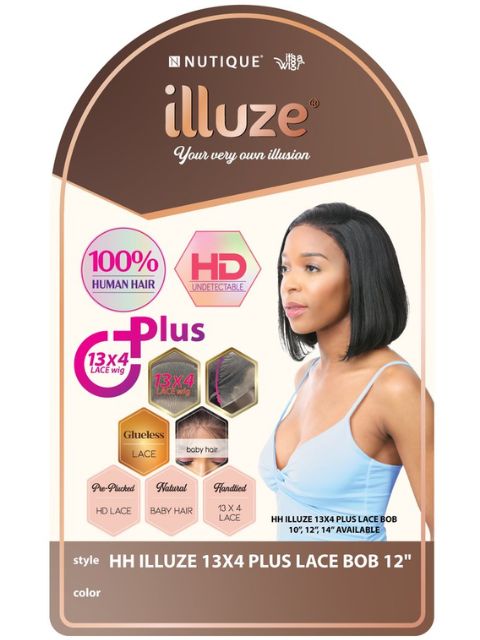 Nutique Illuze 100% Human Hair 13x4 PLUS LACE BOB 12" HD Lace Front Wig