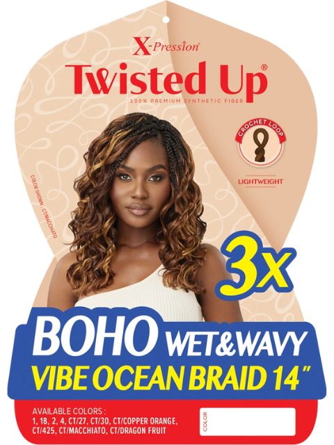 [MULTI PACK DEAL] Outre X-Pression Twisted Up Crochet Braid BOHO WET & WAVY VIBE OCEAN BRAID 14" 3X-10pcs