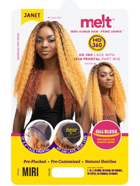 Janet Collection 100% Human Hair Prime Unimix HD 360 with 13X6 Frontal Part Glueless MIRI Lace Wig