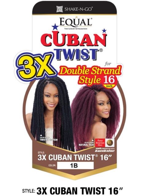 Shake N Go Equal 3X CUBAN TWIST 16" Double Strand Style Braid