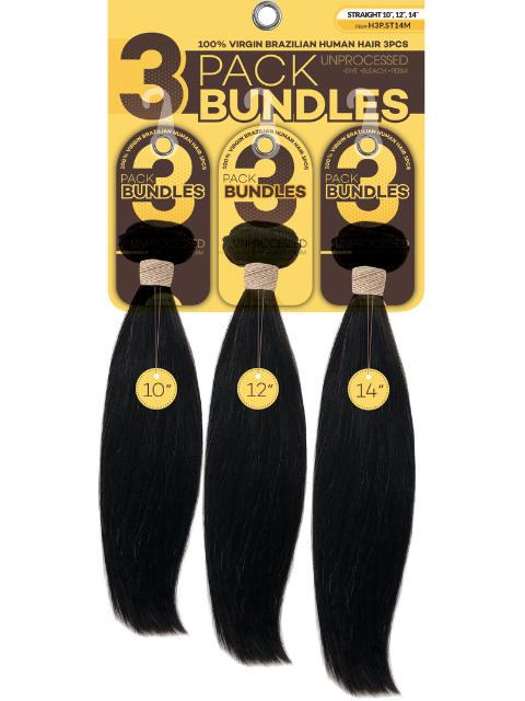 Beshe 100% Virgin Brazilian Human Hair 3 Pack Bundles - STRAIGHT (H3P.ST)