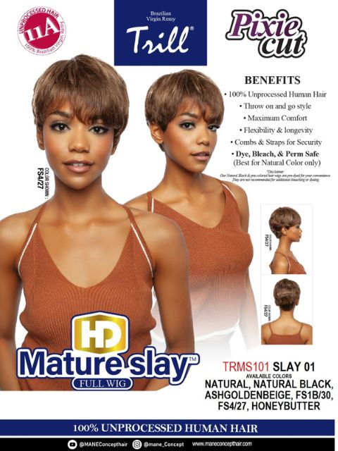 Mane Concept Trill Pixie Cut HD Mature Slay Full Wig -TRMS101 SLAY 01