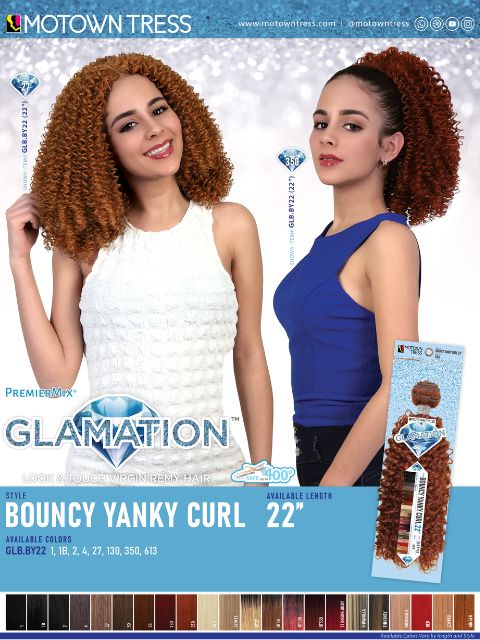 Motown Tress PremierMix Remy Hair Touch Glamation BOUNCY YANKY CURL 22" Weave (GLB.BY22)