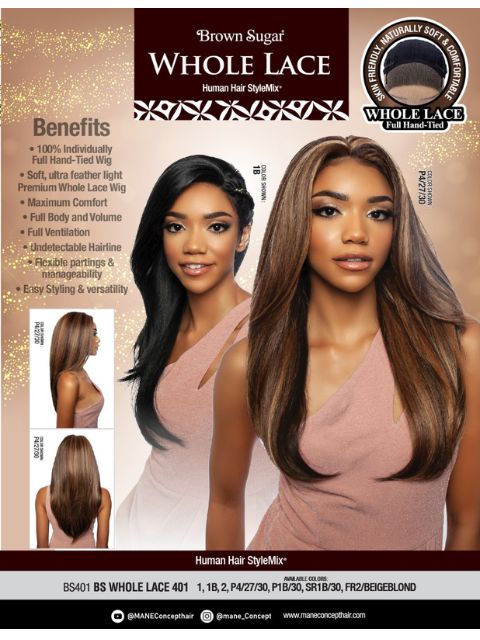 Mane Concept Brown Sugar Swiss Whole Lace Wig - BS401