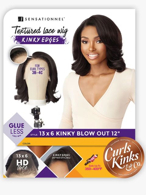 Sensationnel Kinky Edges 13x6 Textured Lace Wig KINKY BLOW OUT 12"