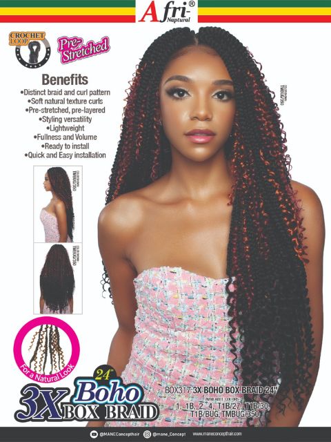 Mane Concept Afri Naptural 3X BOHO BOX BRAID 24" BOX317