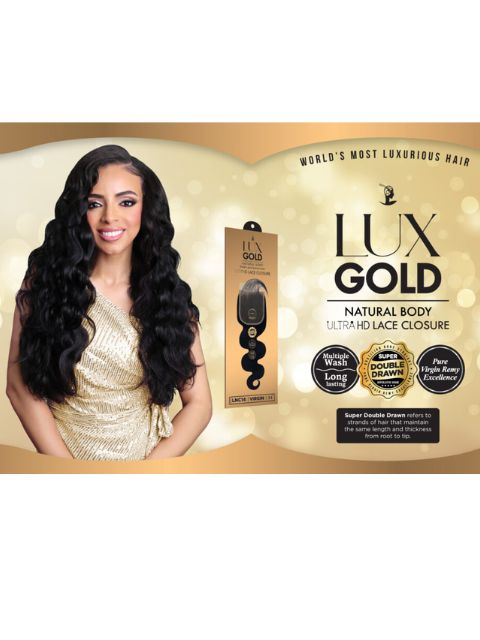 Harlem 125 Lux Gold Remi Human Hair Ultra HD Lace 4x5 Closure NATURAL BODY (LNC)