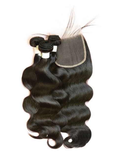 Janet Collection Melt Blue 100% Remy Human Hair NATURAL BODY Weave 3pcs + 4x5 Free Part Closure *SALE