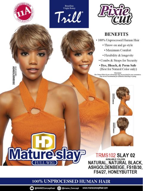 Mane Concept Trill Pixie Cut HD Mature Slay Full Wig -TRMS102 SLAY 02