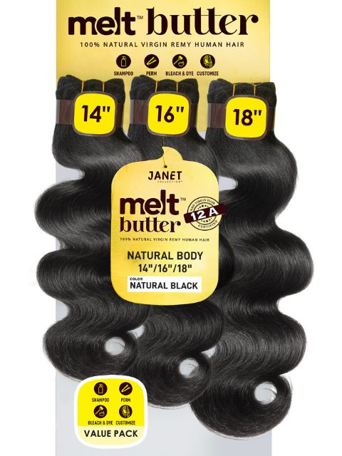 Janet Collection Melt Butter 12A 100% Natural Virgin Remy Human Hair N ...
