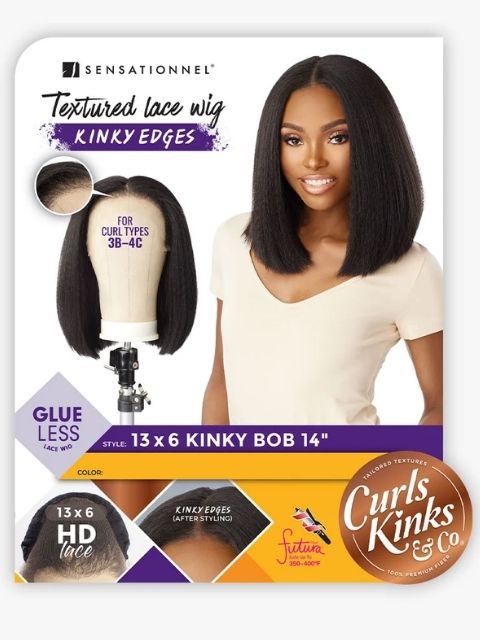 Sensationnel Kinky Edges 13x6 Textured Lace Wig KINKY BOB 14"