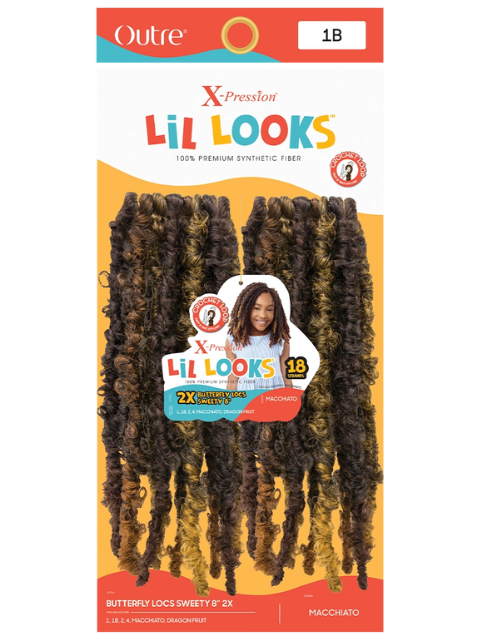[MULTI PACK DEAL] Outre X-Pression Lil Looks 2X BUTTERFLY LOCS SWEETY Crochet Braid 8"- 10 pcs