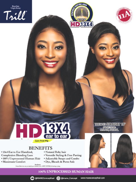 Mane Concept Trill 13A Human Hair HD 13x4 Lace Front Wig - TRE2103 STRAIGHT 18