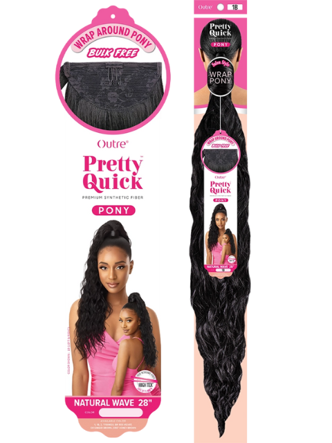 Outre Pretty Quick Wrap Pony Ponytail - NATURAL WAVE 28