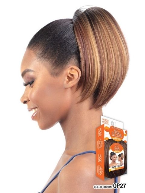 Model Model Miss Divine Human Hair Blend MasterMix Drawstring Ponytail- YAKY FLIP IN