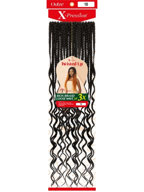 [MULTI PACK DEAL] Outre X-Pression Twisted Up Crochet Braid 3X BOX BRAID LOOSE WAVE 24"- 10pcs