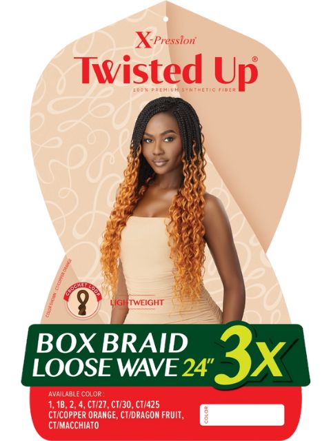 [MULTI PACK DEAL] Outre X-Pression Twisted Up Crochet Braid 3X BOX BRAID LOOSE WAVE 24"- 10pcs