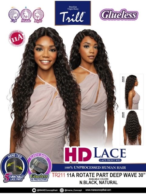 Mane Concept Trill 100% Unprocessed Human Hair HD Lace Front Wig - TR211 DEEP WAVE 30"