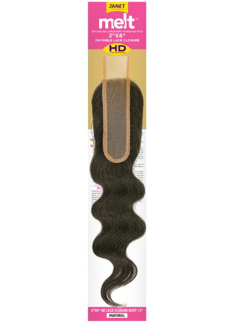 Janet Collection 100% Remi Human Hair Melt 2x6 HD Lace closure BODY