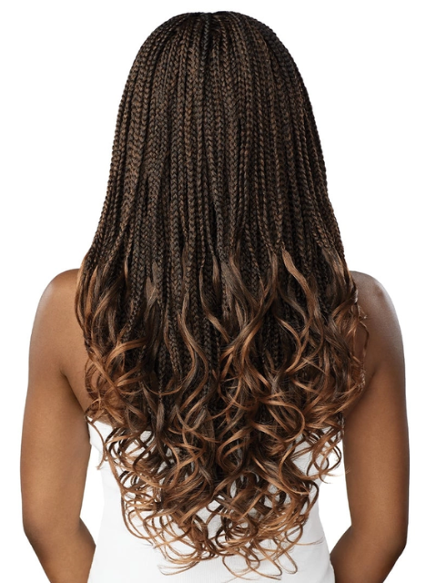 Outre Pre-Braided 4x4 Glueless Lace Front Wig - MIDDLE PART FRENCH CURL BOX BRAIDS 26"