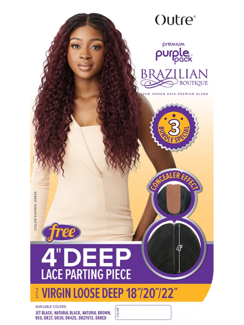 Outre Premium Purple Pack Brazilian Boutique Weave - VIRGIN LOOSE DEEP 18" 20" 22" + Closure