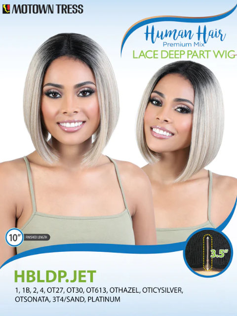 Motown Tress Human Hair Blend Deep Part Lace Wig - HBLDP.JET