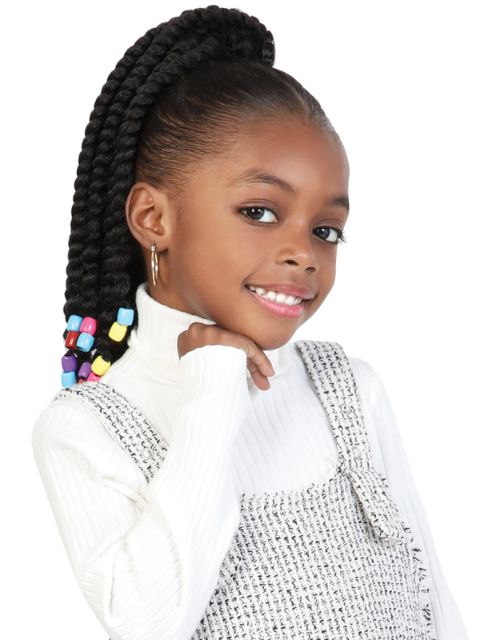 Motown Tress Kidikidi Drawstring Ponytail CANDY POP 8" Senegal Twist w/ Beads