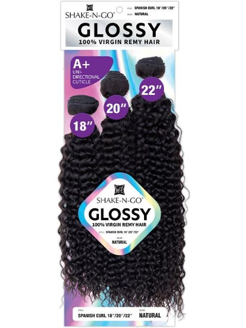 Shake N Go Glossy 100% Virgin Remy Hair SPANISH CURL 3pcs