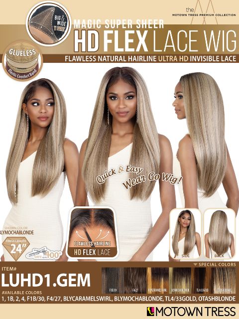 Motown Tress HD Flex Invisible Lace Wig - LUHD1.GEM