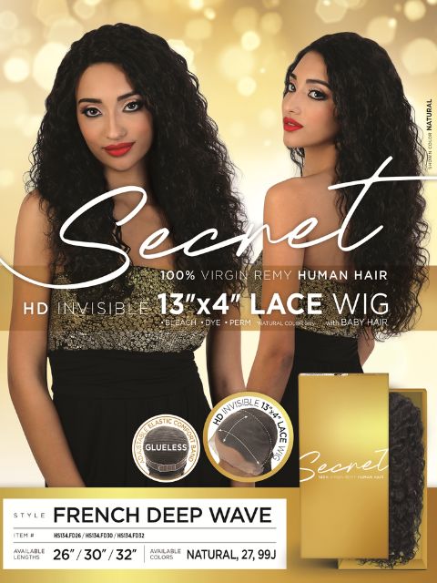 Motown Tress Secret HD Invisible 13x4  Lace Wig with Baby Hair- FRENCH DEEP WAVE(HS134.FD)