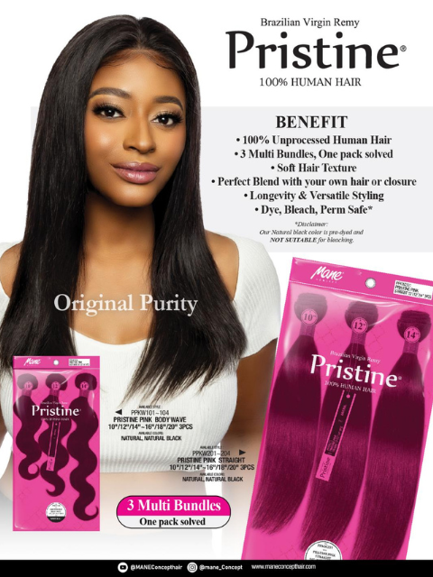 Mane Concept Pristine Pink Brazilian Human Hair BODY WAVE Weave 3pc (PPKW1)