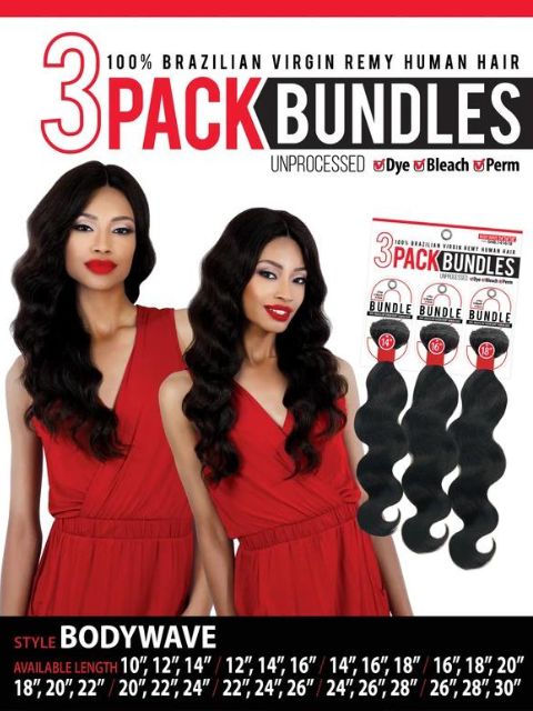 Seduction 100% Human Hair 3 Pack Bundle BODY WAVE" (SHB)