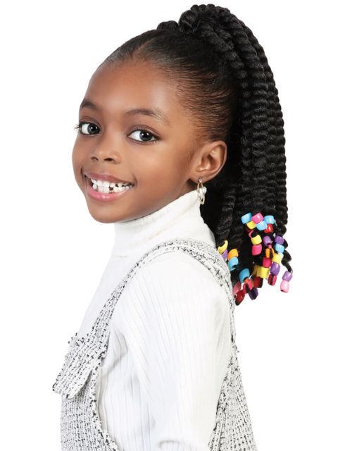 Motown Tress Kidikidi Drawstring Ponytail CANDY POP 8" Senegal Twist w/ Beads