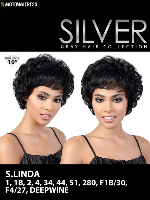 Motown Tress Human Hair Silver Gray Hair Collection Wig - S.LINDA