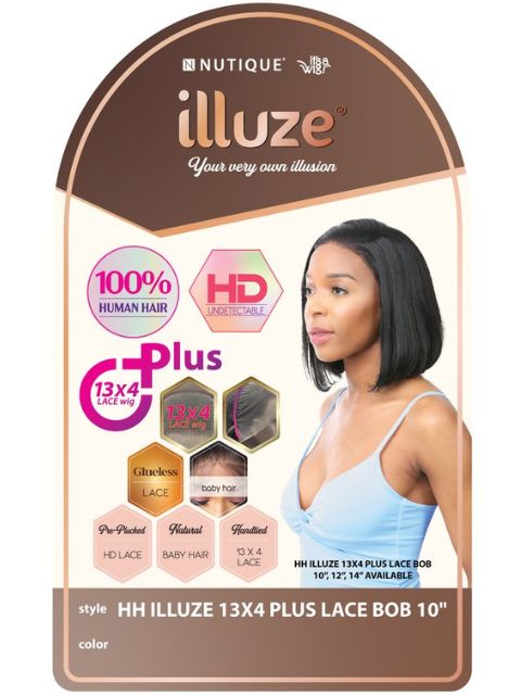 Nutique Illuze 100% Human Hair 13x4 PLUS LACE BOB 10" HD Lace Front Wig