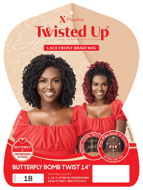 Outre X-Pression Twisted Up Swiss Braided Glueless Lace Front Wig - BUTTERFLY BOMB TWIST 14